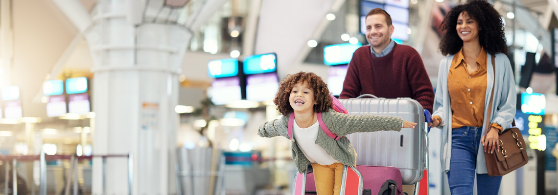 Image of a family in an airport terminal